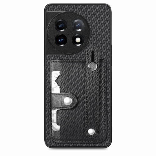 

For OnePlus 11 Wristband Kickstand Card Wallet Back Cover Phone Case with Tool Knife(Black)
