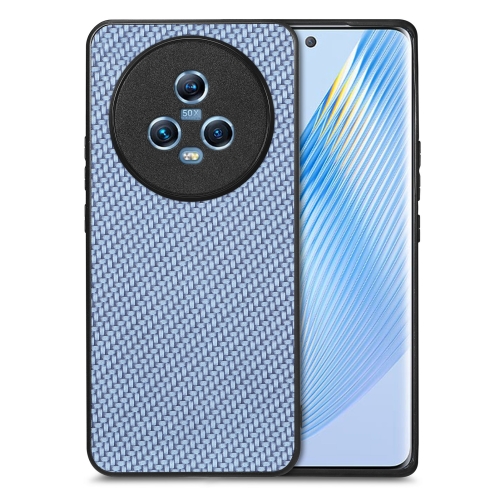 

For Honor Magic5 Carbon Fiber Texture Leather Back Cover Phone Case(Blue)