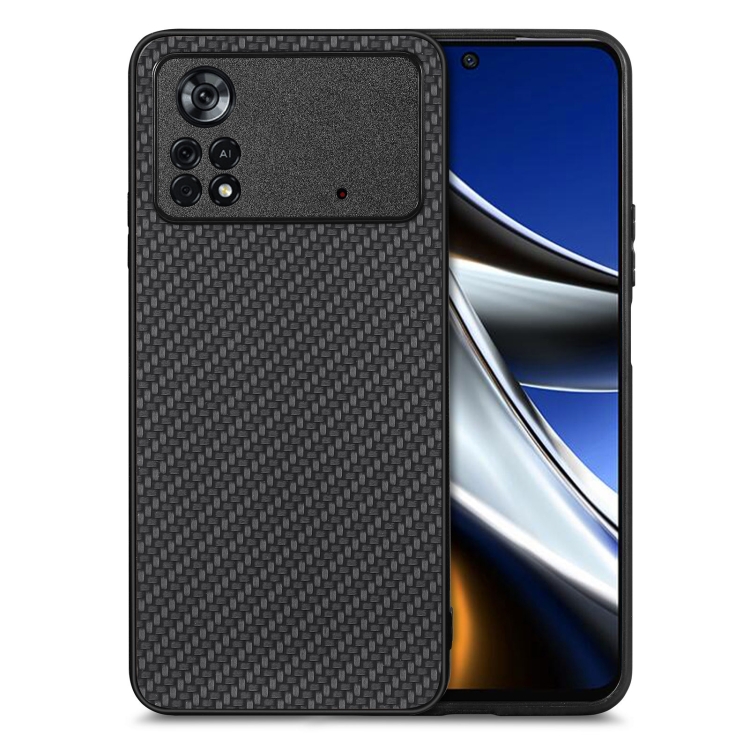 

For Xiaomi Poco X4 Pro 5G Carbon Fiber Texture Leather Back Cover Phone Case(Black)