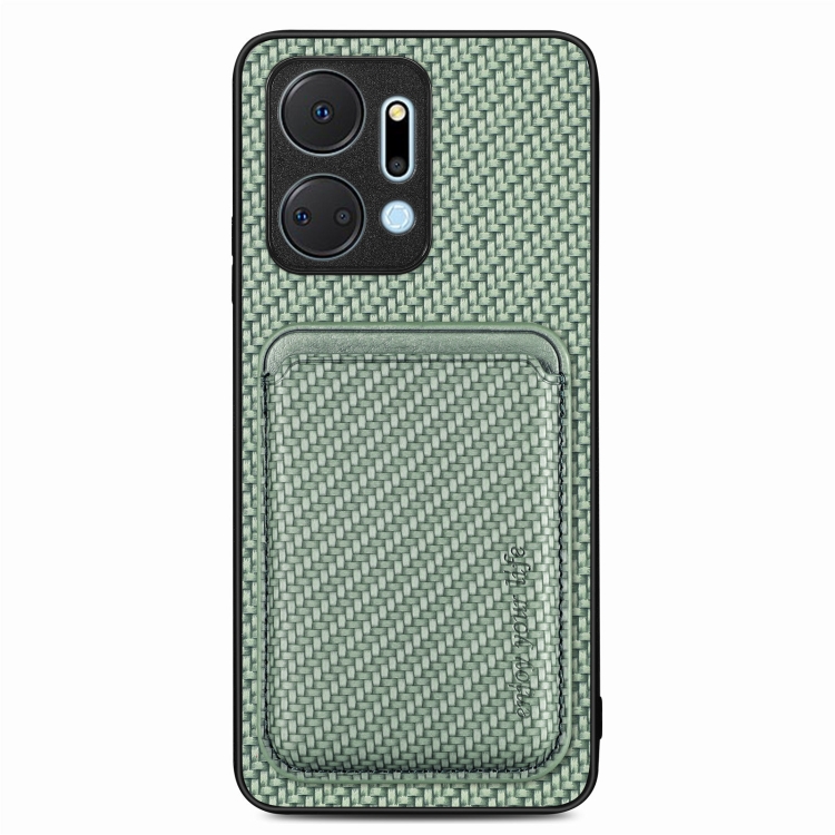 

For Honor X7A Carbon Fiber Leather Card Magsafe Magnetic Phone Case(Green)