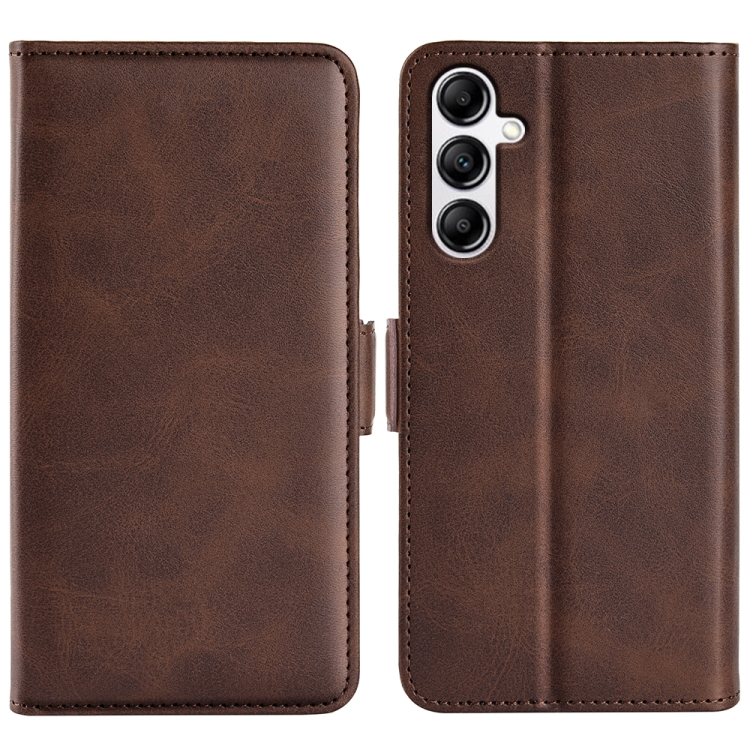 

For Samsung Galaxy A34 Dual-side Magnetic Buckle Horizontal Flip Leather Phone Case(Brown)