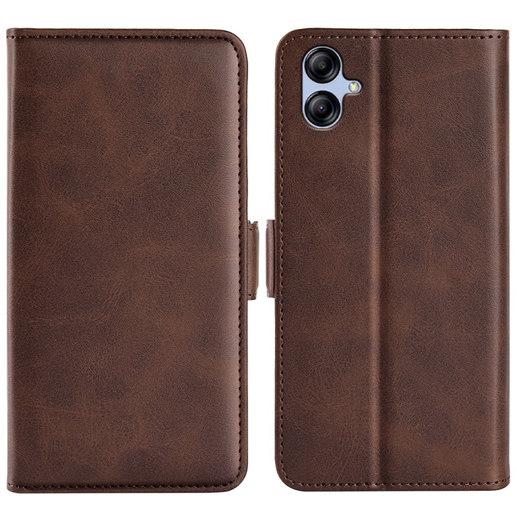 

For Samsung Galaxy A04e Dual-side Magnetic Buckle Horizontal Flip Leather Phone Case(Brown)