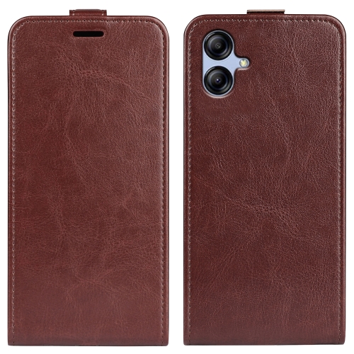 

For Samsung Galaxy A04e R64 Texture Vertical Flip Leather Phone Case(Brown)