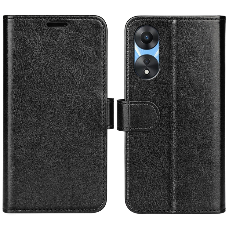 

For OPPO A58 R64 Texture Horizontal Flip Leather Phone Case(Black)