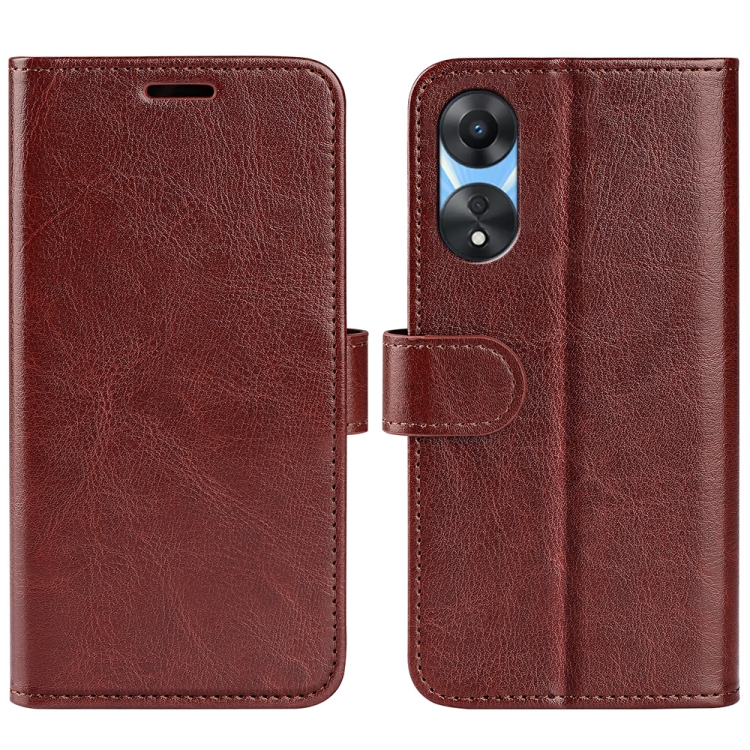 

For OPPO A58 R64 Texture Horizontal Flip Leather Phone Case(Brown)