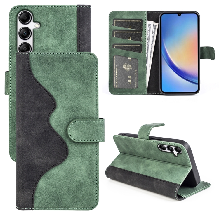 

For Samsung Galaxy A34 5G Stitching Horizontal Flip Leather Phone Case(Green)