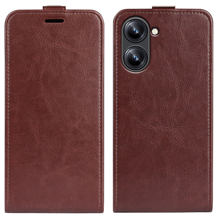 

For Realme 10 4G R64 Texture Vertical Flip Leather Phone Case(Brown)