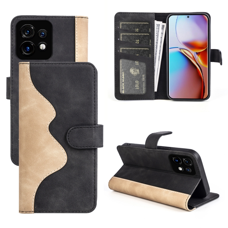

For Motorola Moto X40 Stitching Horizontal Flip Leather Phone Case(Black)