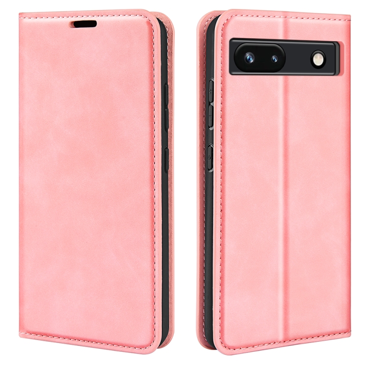 

For Google Pixel 7a Retro-skin Magnetic Suction Leather Phone Case(Pink)