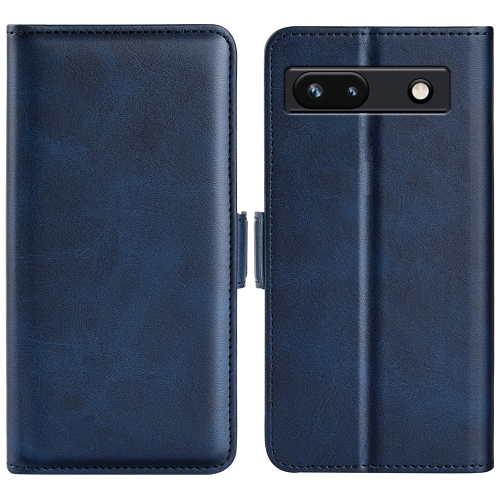 

For Google Pixel 7a Dual-side Magnetic Buckle Leather Phone Case(Dark Blue)