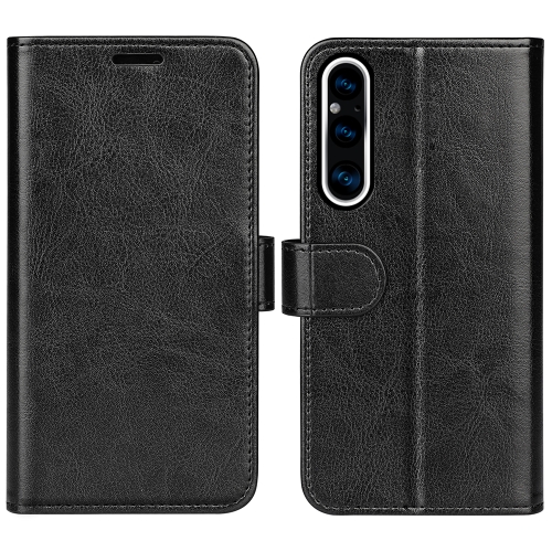 

For Sony Xperia 1 V R64 Texture Horizontal Flip Leather Phone Case(Black)