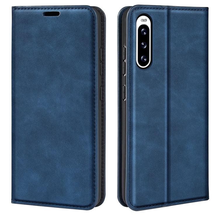 

For Sony Xperia 10 V Retro-skin Magnetic Suction Leather Phone Case(Dark Blue)
