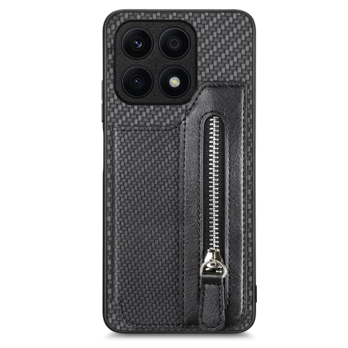

For Honor X8A Carbon Fiber Horizontal Flip Zipper Wallet Phone Case(Black)
