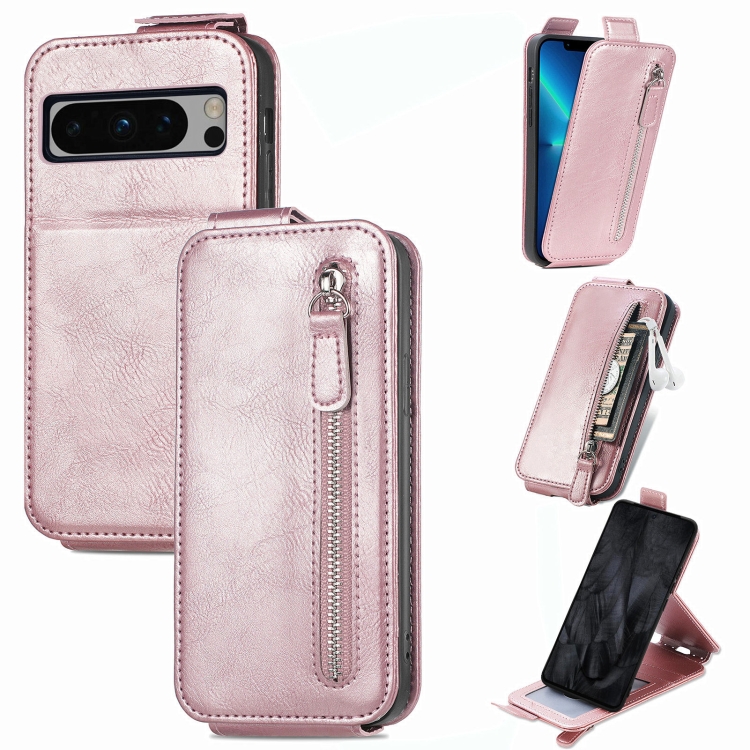 

For Google Pixel 8 Pro Zipper Wallet Vertical Flip Leather Phone Case(Pink)