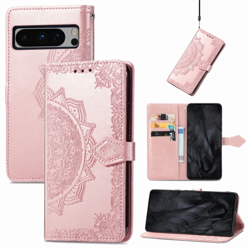 

For Google Pixel 8 Pro Mandala Flower Embossed Leather Phone Case(Rose Gold)