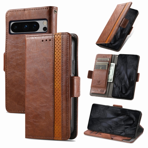 

For Google Pixel 8 Pro CaseNeo Splicing Dual Magnetic Buckle Leather Phone Case(Dark Brown)