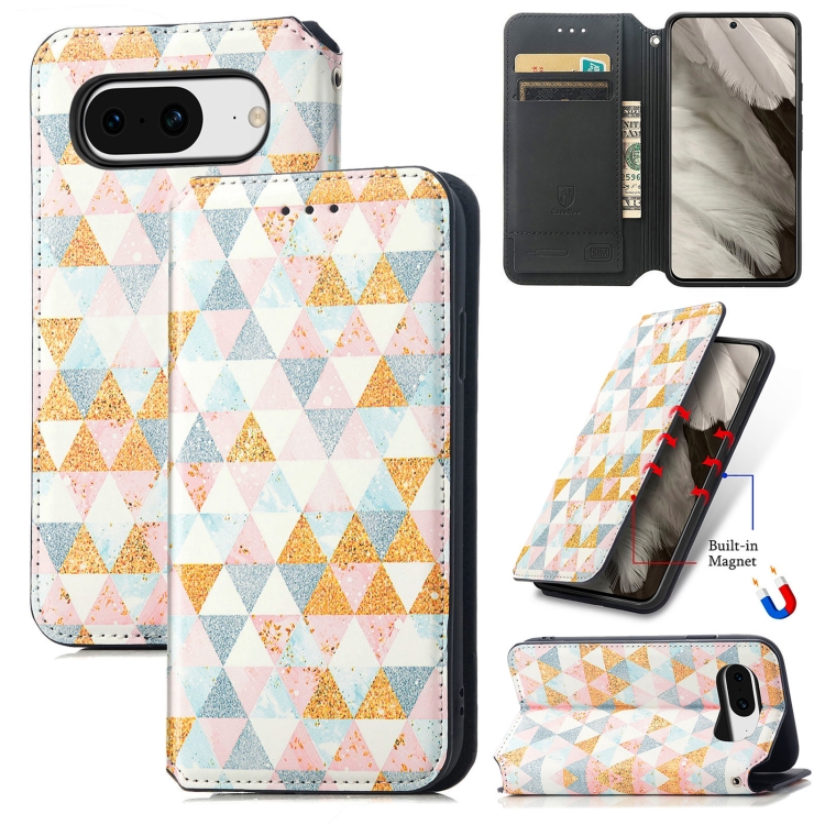 

For Google Pixel 8 CaseNeo Colorful Magnetic RFID Anti-theft Leather Phone Case(Gold)