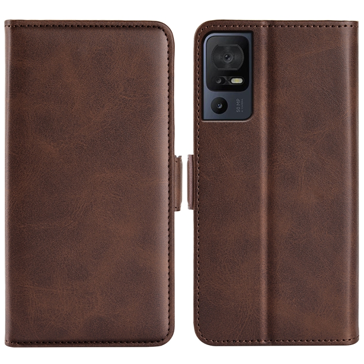 

For TCL 40 SE Dual-side Magnetic Buckle Leather Phone Case(Brown)