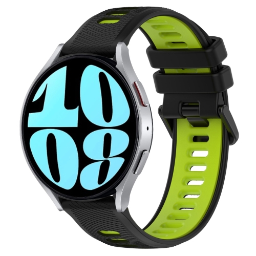 

For Samsung Galaxy Watch 6 44mm 20mm Sports Two-Color Silicone Watch Band(Black+Green)