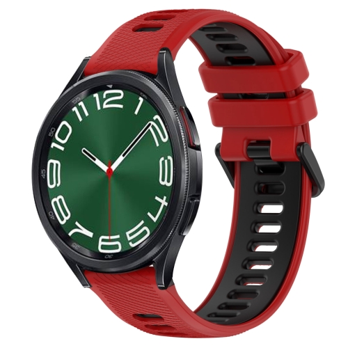 

For Samsung Galaxy Watch 6 Classic 43mm 20mm Sports Two-Color Silicone Watch Band(Red+Black)