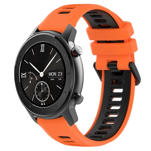 

For Amazfit GTR 42mm 20mm Sports Two-Color Silicone Watch Band(Orange+Black)