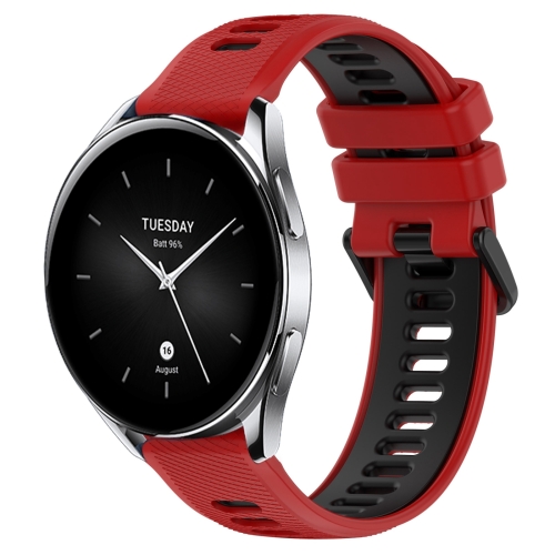 

For Xiaomi Watch S2 42mm 22mm Sports Two-Color Silicone Watch Band(Red+Black)