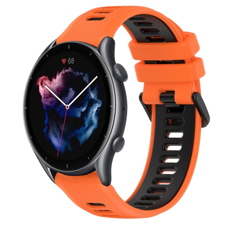 

For Amazfit 3 22MM Sports Two-Color Silicone Watch Band(Orange+Black)