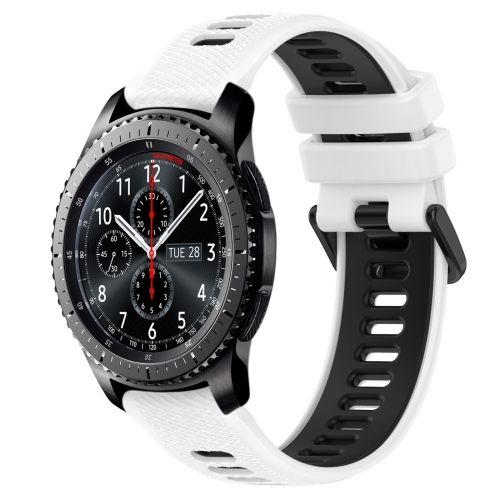 For Samsung Gear S3 Frontier 22mm Two Color Sports Silicone Watch Band White Black