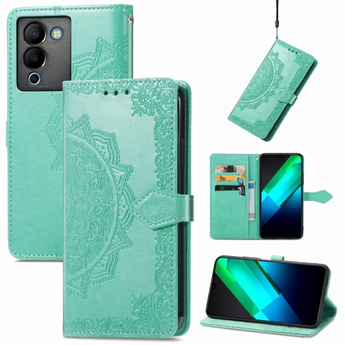 

For Infinix Note 12 G96 Mandala Flower Embossed Leather Phone Case(Green)