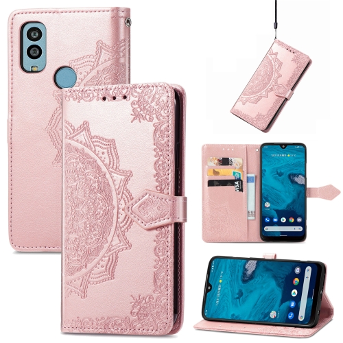 

For Kyocera Android One S10 Mandala Flower Embossed Leather Phone Case(Rose Gold)