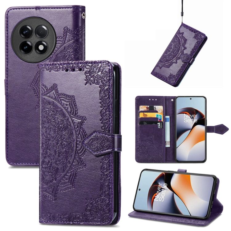 

For OnePlus Ace 2 Mandala Flower Embossed Leather Phone Case(Purple)