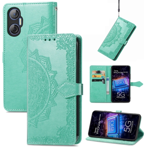 

For Tecno Pova Neo 5G Mandala Flower Embossed Leather Phone Case(Green)