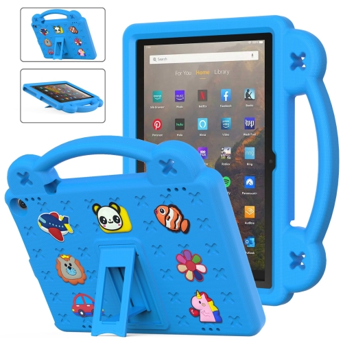 

For Amazon Fire HD 10 2021 Handle Kickstand Children EVA Shockproof PC Tablet Case(Sky Blue)