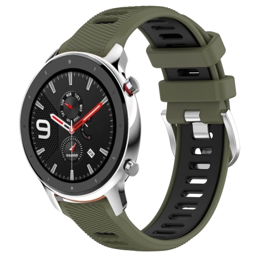 Para Amazfit T-Rex 2 correa de reloj magnética de silicona de dos colores  (verde militar)