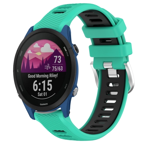 Para Garmin Forerunner 255 22mm Deportes Dos colores Hebilla de acero Correa  de reloj de silicona (