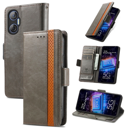 

For Tecno Pova Neo 5G CaseNeo Splicing Dual Magnetic Buckle Leather Phone Case(Gray)