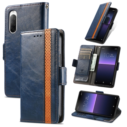 

For Sony Xperia 10 II CaseNeo Splicing Dual Magnetic Buckle Leather Phone Case(Blue)