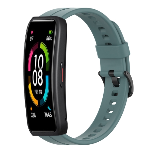 

For Huawei Band 6 Solid Color Silicone Watch Band(Rock Cyan)