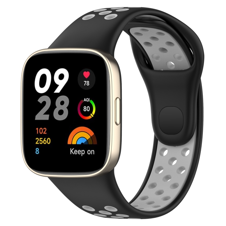 

For Redmi Watch 3 Lite Sports Two-Color Silicone Watch Band(Black+Grey)