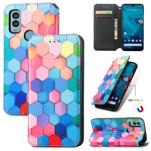 

For Kyocera Android One S10 CaseNeo Colorful Magnetic Leather Phone Case(Colorful Cube)