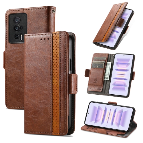 

For Xiaomi Redmi K60 Pro CaseNeo Splicing Dual Magnetic Buckle Leather Phone Case(Brown)