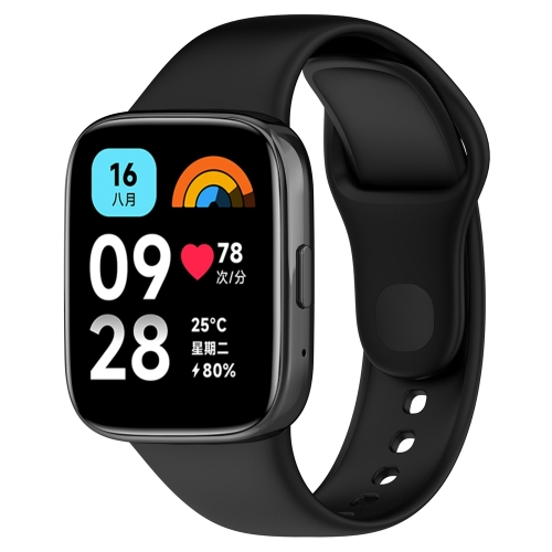 

For Redmi Watch 3 Lite Sports Solid Color Silicone Replacement Watch Band(Black)