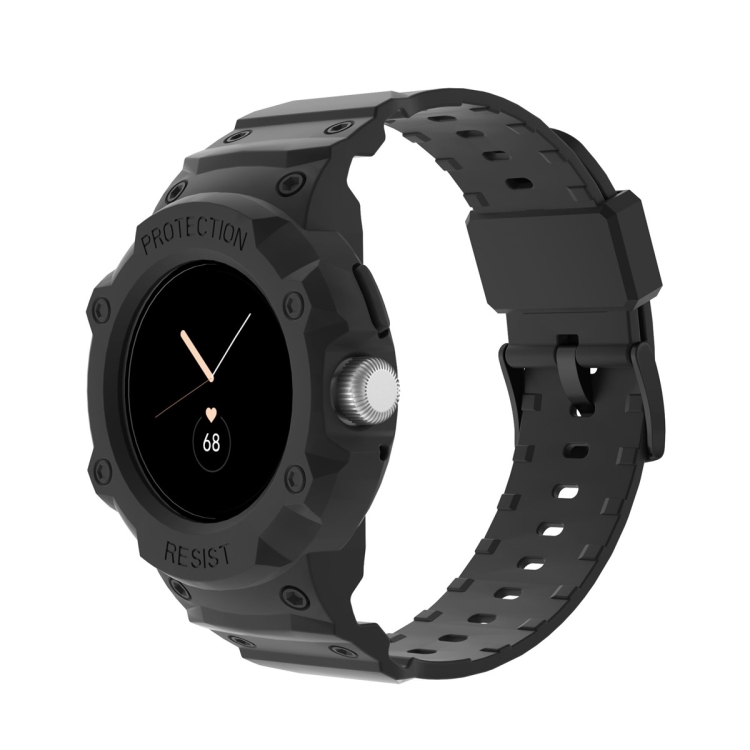 

For Google Pixel Watch JUNSUNMAY Integrated TPU Adjustable Elastic Watch Band(Black)