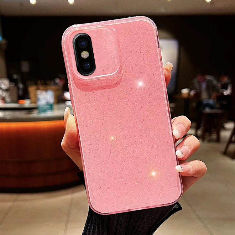 

For iPhone X / XS Jelly Glitter Solid Color TPU Phone Case(Pink)