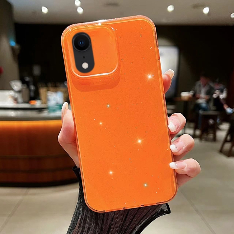 For iPhone XR Jelly Glitter Solid Color TPU Phone Case(Orange)