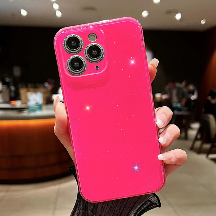 

For iPhone 11 Pro Max Jelly Glitter Solid Color TPU Phone Case(Rose Red)