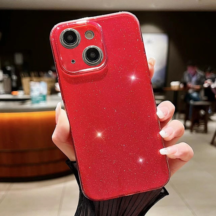 

For iPhone 13 Jelly Glitter Solid Color TPU Phone Case(Red)