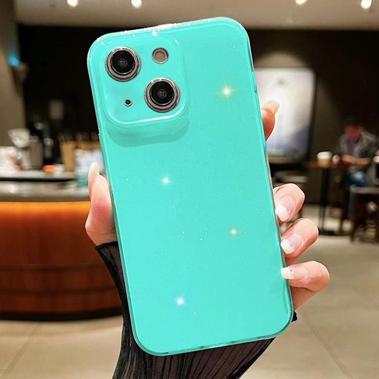 

For iPhone 14 Jelly Glitter Solid Color TPU Phone Case(Green)