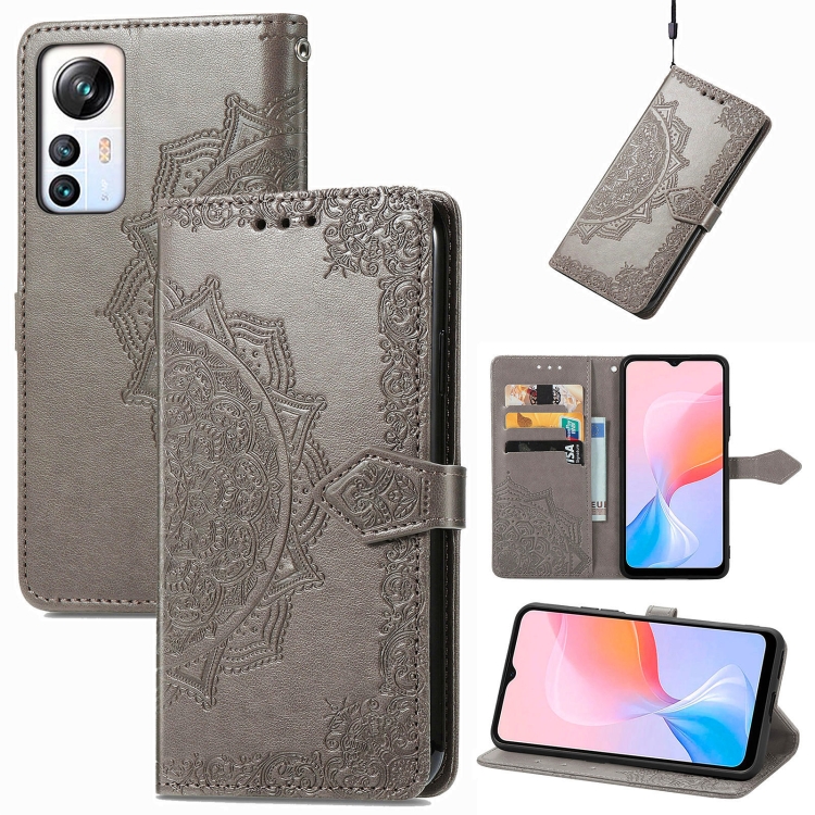 

For Blackview A85 Mandala Flower Embossed Leather Phone Case(Gray)