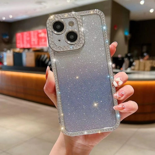 

For iPhone 13 Diamond Gradient Glitter Plated TPU Phone Case(Purple)